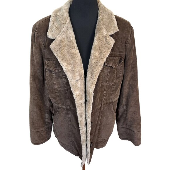 Vtg Womens Brown Corduroy Jacket Esprit XL Ranch Work Wear Everyday Coat Pockets - Picture 1 of 10